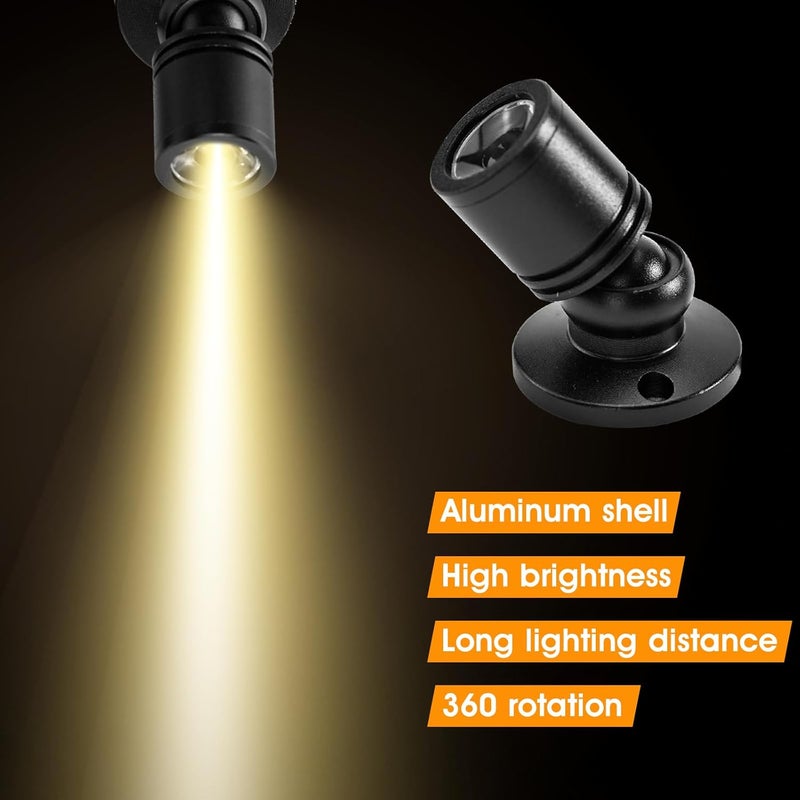 DEDC 6pcs LED Mini Spot Light, 3000K Under Cabinet Lights, Mini Spotlights for Showcase Displays Jewelry Model (Warm White-Remote Control-U.S. Plugs-Base Unslotted) - Image 2